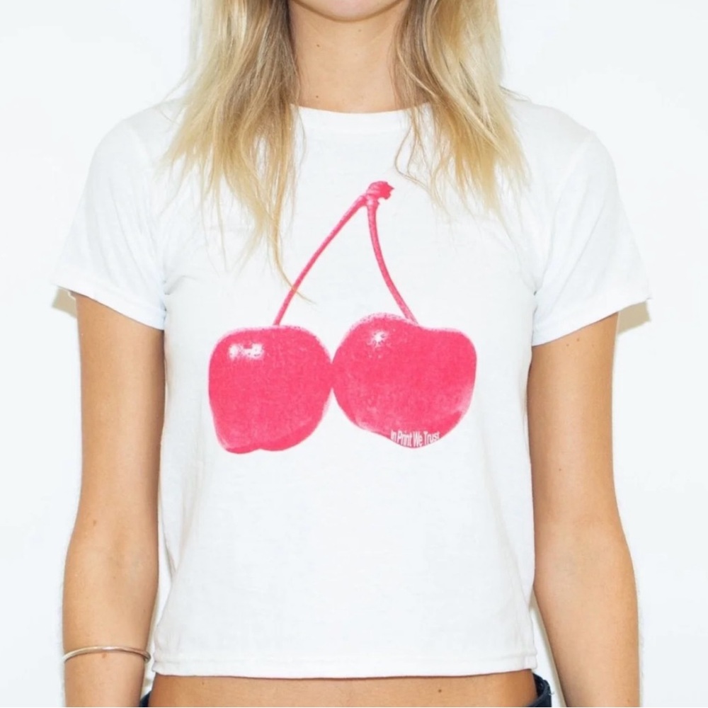 Cherry Print White Tee